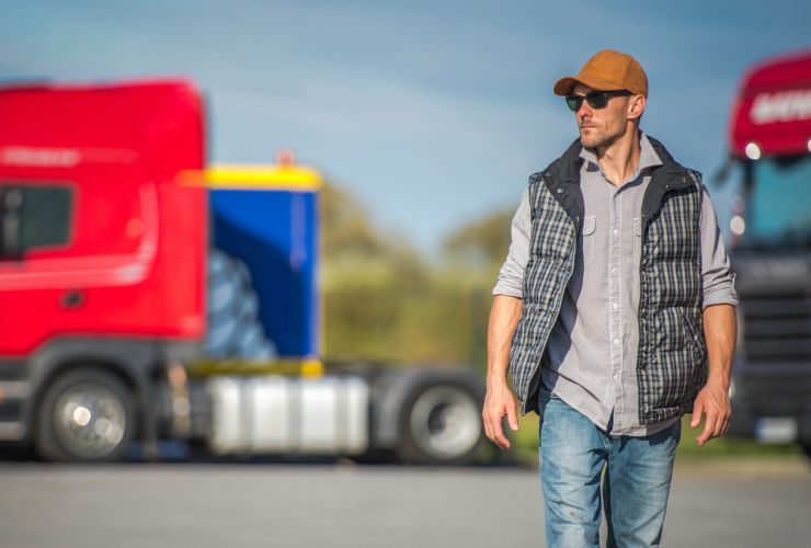 Truck driver walking