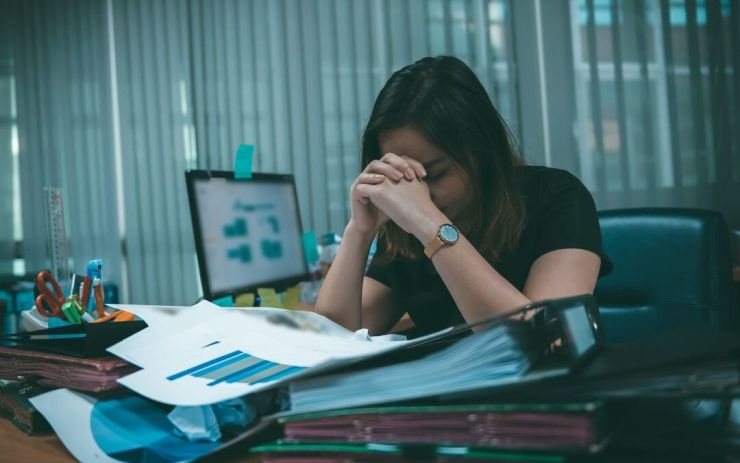 woman stressed at work